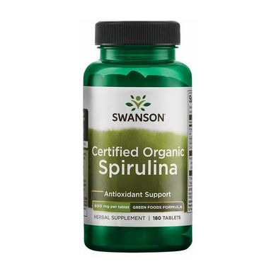 Спирулина Swanson Certified Organic Spirulina 500 mg 180 таблеток