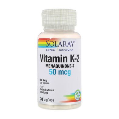 Вітамін K Solaray Vitamin K-2 50 mcg (menaquinone-7) 30 капсул