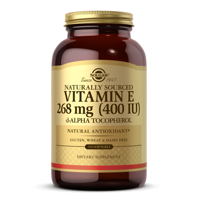 Натуральный витамин Е, Vitamin E, Solgar, 268 мг, 400 МЕ, 250 желатиновых капсул