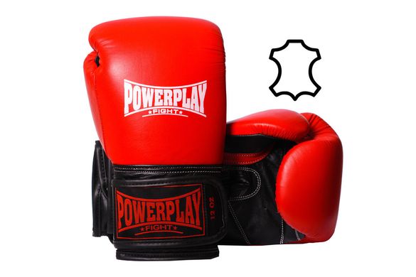 Боксерські рукавиці PowerPlay 3015 Червоні [натуральна шкіра] 14 унцій