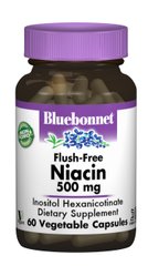 Ніацин без інфузату (В3) 500мг, Bluebonnet Nutrition, 60 гелевих капсул