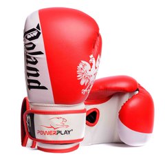 Боксерские перчатки PowerPlay 3021-2 Poland червоно-білі 8 унций