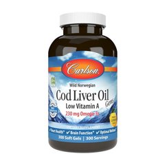 Омега 3 Carlson Labs Cod Liver Oil Low Vitamin A 230 mg Omega-3s 300 капсул