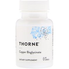 Медь (Бисглицинат), Copper Bisglycinate, Thorne Research, 60 капсул