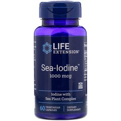 Морской Йод, Sea-Iodine, Life Extension, 1000 мкг, 60 вегетарианских капсул