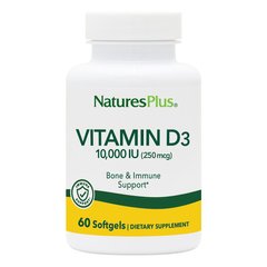 Витамин D3, 10000 МЕ, Nature's Plus, 60 гелевых капсул