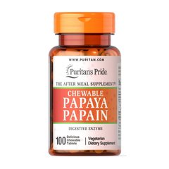 Ферменты Папайи Puritan's Pride Papaya Papain Chewable 100 таблеток