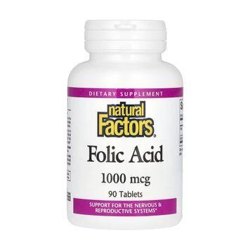 Фолієва Кислота Natural Factors Folic Acid 1mg 90 Таблеток