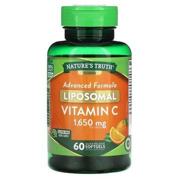 Витамин С, Liposomal Vitamin C, Nature's Truth, липосомальный, 1650 мг, 60 гелевых капсул быстрого высвобождения (550 мг в капсуле)