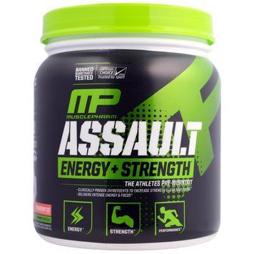 Предтренировочный комплекс Muscle Pharm Assault Energy + Strength 345 грамм Клубника