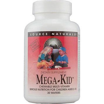 Витамины и минералы для детей, Mega-Kid, Source Naturals, вкус ягод, 30 вафель