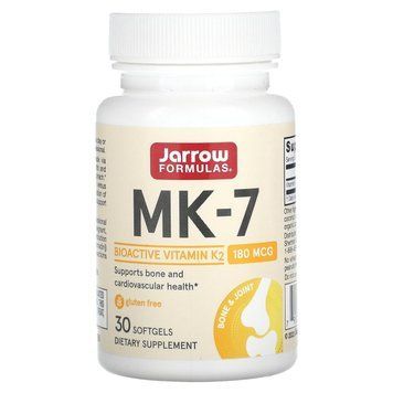 MK-7, активна форма вітаміну K2, Vitamin K2, Jarrow Formulas, 180 мкг, 30 капсул
