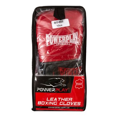 Боксерські рукавиці PowerPlay 3015 Червоні [натуральна шкіра] 16 унцій