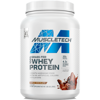 Сывороточный протеин концентрат MuscleTech 100% Grass-Fed Whey Protein 816 г Triple Chocolate
