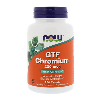 Хром хелат Now Foods GTF Chromium 200 mcg 250 таб