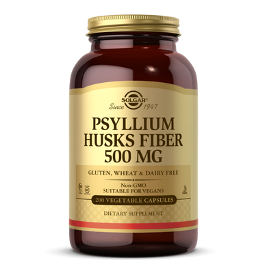 Подорожник (Псилиум) , Psyllium Husks Fiber, Solgar, 500 мг, 200 вегетарианских капсул
