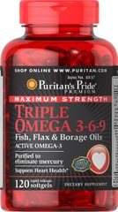 Омега 3-6-9 Puritan's Pride Puritan's Pride Maximum Strength Triple Omega 3-6-9 Fish Flax & Borage Oils 120