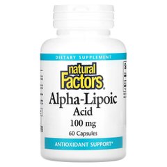 Альфа-липоевая кислота, 100 мг, Alpha-Lipoic Acid, Natural Factors, 60 капсул