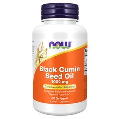 Олія насіння чорного кмину Now Foods Black Cumin Seed Oil 1,000mg 60 м'яких капсул