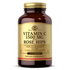 Витамин C, с шиповником, Vitamin C with Rose Hips, Solgar, 1500 мг, 90 таблеток