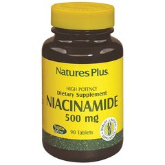 Ниацинамид (В3) , Niacinamide, 500 мг, Natures Plus, 90 таблеток