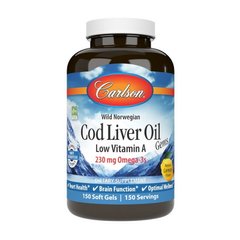 Омега 3 Carlson Labs Cod Liver Oil Low Vitamin A 230 mg Omega-3s 150 капсул