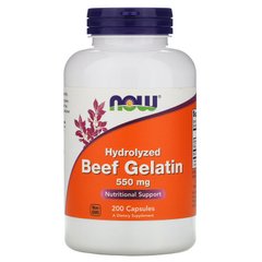 Яловичий желатин Now Foods Hydrolyzed Beef Gelatin 550 mg 200 капсул