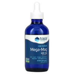 Магній з низьким вмістом натрію, 400 мг, Low Sodium Mega-Mag, Trace Minerals, 118 мл