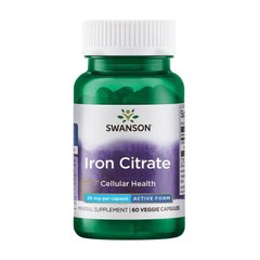 Залізо Swanson Iron Citrate 25 mg 60 капсул