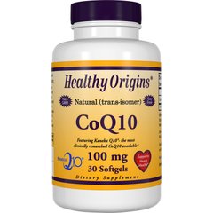 Коэнзим Q10, Kaneka COQ10 , Healthy Origins, 100 мг, 30 желатиновых капсул
