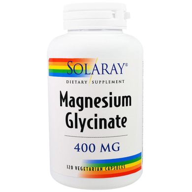Магний Глицинат, Magnesium Glycinate, Solaray, 400 мг, 120 вегетарианских капсул