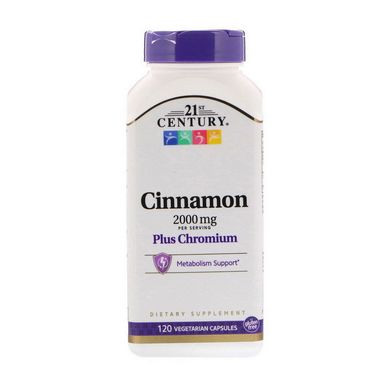 Корица с хромом 21st Century Cinnamon 2000 mg Plus Chromium (120 капсул)