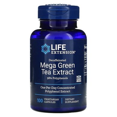 Зеленый чай экстракт мега без кофеина Life Extension (Green Tea) 725 мг 100 капсул