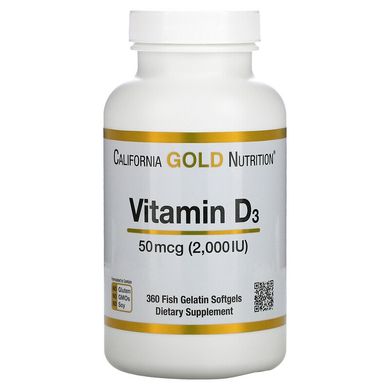 Витамин Д3 California Gold Nutrition Vitamin D3 2000 IU 360 капсул