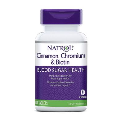 Хром + Біотин Natrol Cinnamon, Chromium & Biotin 60 таблеток