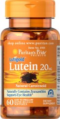Лютеин Puritan's Pride Lutein 20 mg with Zeaxanthin (60 капс) пуританс прайд