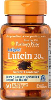 Лютеин Puritan's Pride Lutein 20 mg with Zeaxanthin 60 капс