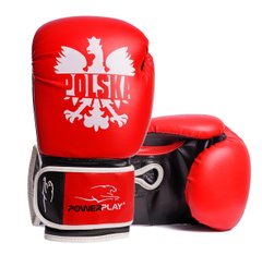 Боксерські рукавички PowerPlay 3021-1 Poland червоно-чорні 8 унцій