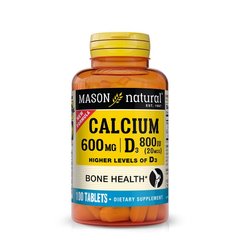 Кальцій 600 мг та Вітамін D3 800 МО, Calcium 600 mg з Vitamin D3 800 IU, Mason Natural, 100 таблеток