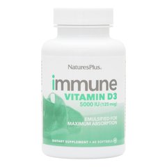 Витамин D3 для иммунитета, Natures Plus, 60 желатиновых капсул