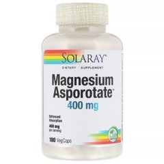 Аспартат Магния, Magnesium Asporotate, Solaray, 400 мг, 180 Капсул