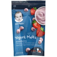 Легкий перекус из высушенного сублимацией йогурта с клубникой для детей от 8 месяцев Gerber (Yogurt Melts 8+ Months Strawberry) 28 г