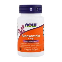Астаксантин Now Foods Astaxanthin 4 mg (60 veg softgels)