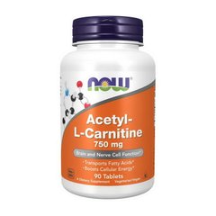Ацетил Л-карнітин Now Foods Acetyl L-Carnitine 750 mg 90 таблеток