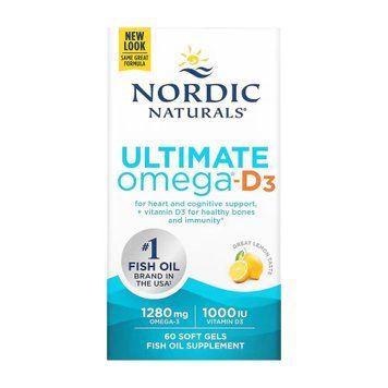Омега 3 и Д3 Nordic Naturals Ultimate Omega-D3 60 Мягких Капсул