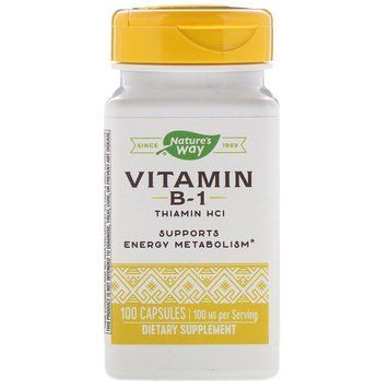 Тиамин, Vitamin B-1, Nature's Way, 100 мг, 100 капсул