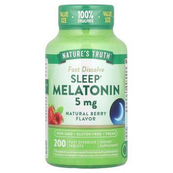 Мелатонін для сну, Sleep Melatonin, Nature's Truth, смак ягід, 5 мг, 200 швидкорозчинних таблеток