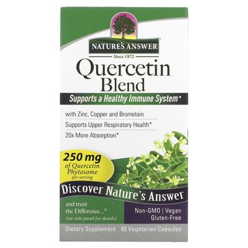 Кверцетин, 250 мг, Quercetin Blend, Nature's Answer, 60 вегетарианских капсул