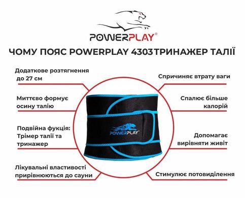 Пояс для схуднення PowerPlay 4303 Чорно-Синій