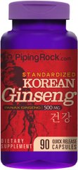Женьшень Piping Rock Korean Ginseng 500 mg 90 капсул